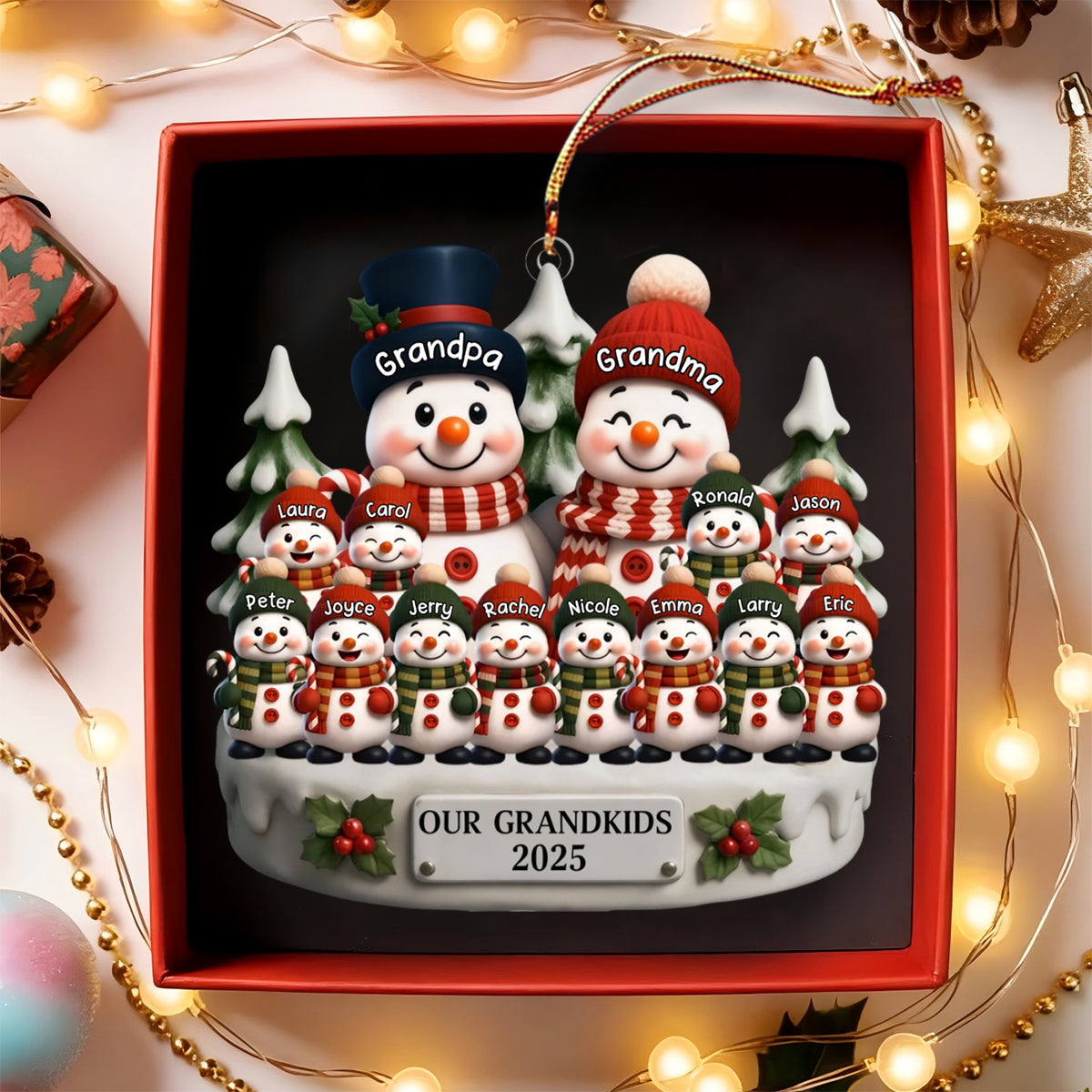 Custom Snowman Acrylic Ornament - Personalized Christmas Birthday Gifts For Grandpa, Grandma