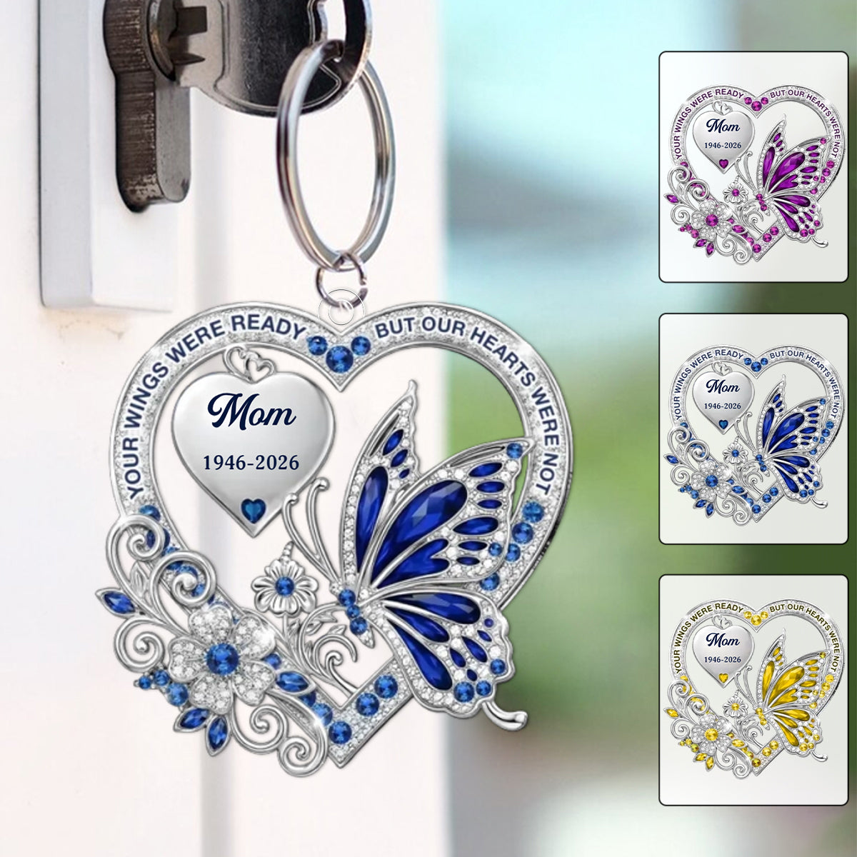 Love Echoes Through Time - Personalized Acrylic Keychain Memorial Sympathy Gifts For Loss Of Mom, Dad