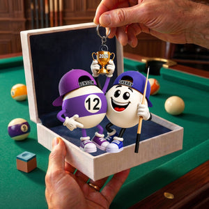 "Billiard Couple" – Personalized Keychain | A Fun Gift For Pool Lovers & Players