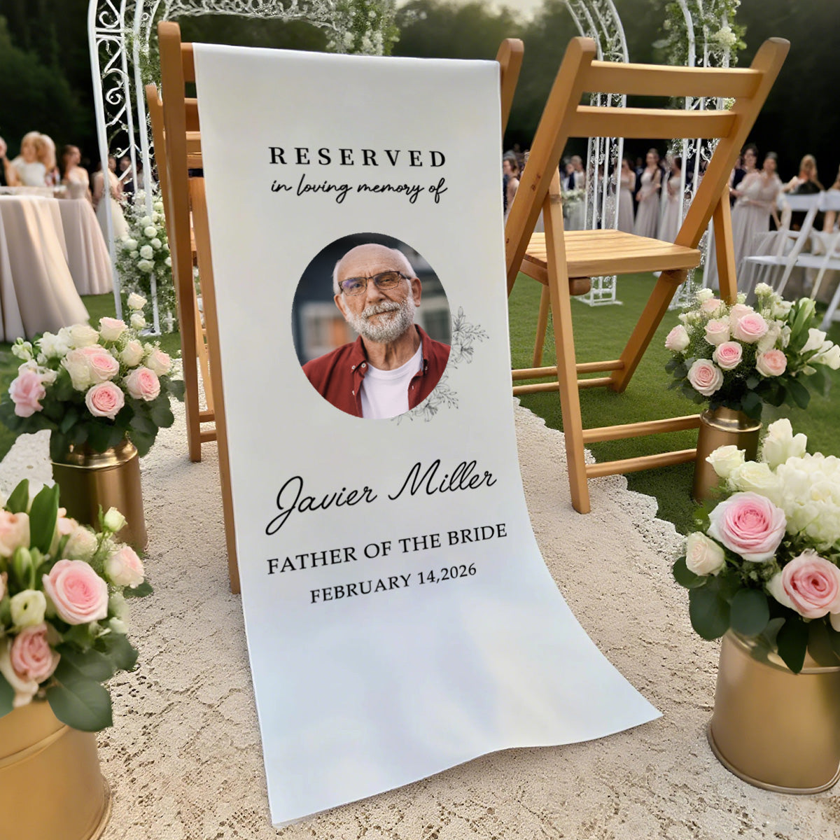 In Loving Memory Rustic Wedding Custom Photo Memorial Sign - Personalized Wedding Chair Sign Banner Reserved for Loved Ones