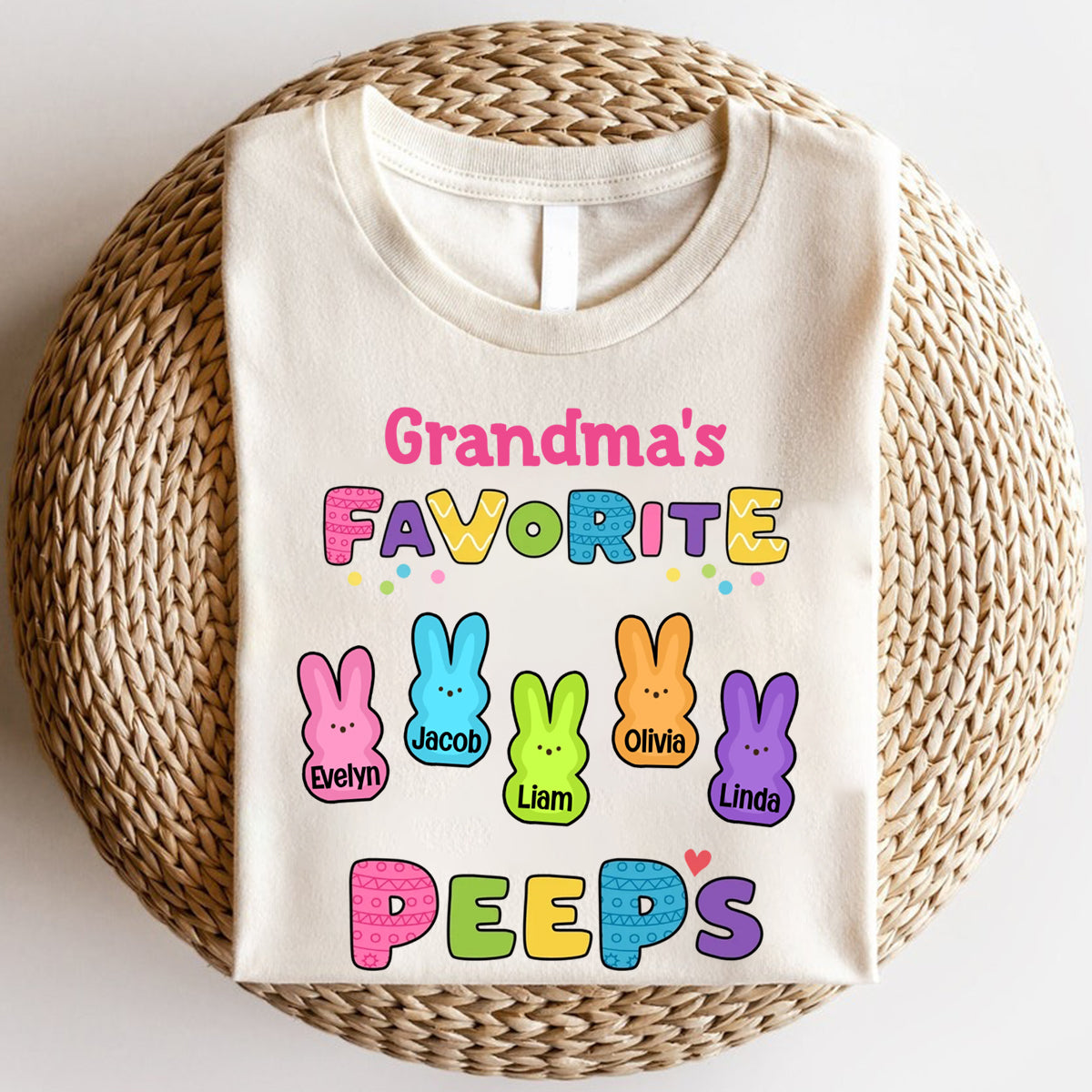 Personalized Gift For Grandma Mom Kids Easter Bunny Pure Cotton T-shirt