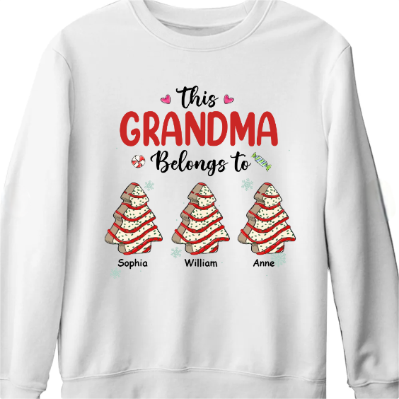 Christmas Tree Cake Grandkids Gift For Grandma Personalized Sweatshirt