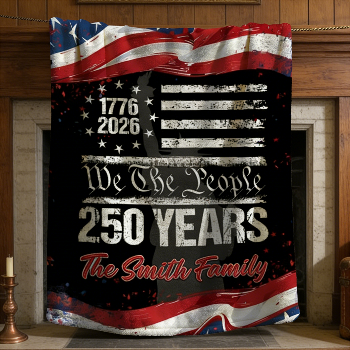 250 Years America 250th Birthday 1776-2026 Personalized Blanket Gift for Family