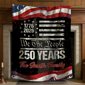 250 Years America 250th Birthday 1776-2026 Personalized Blanket Gift for Family