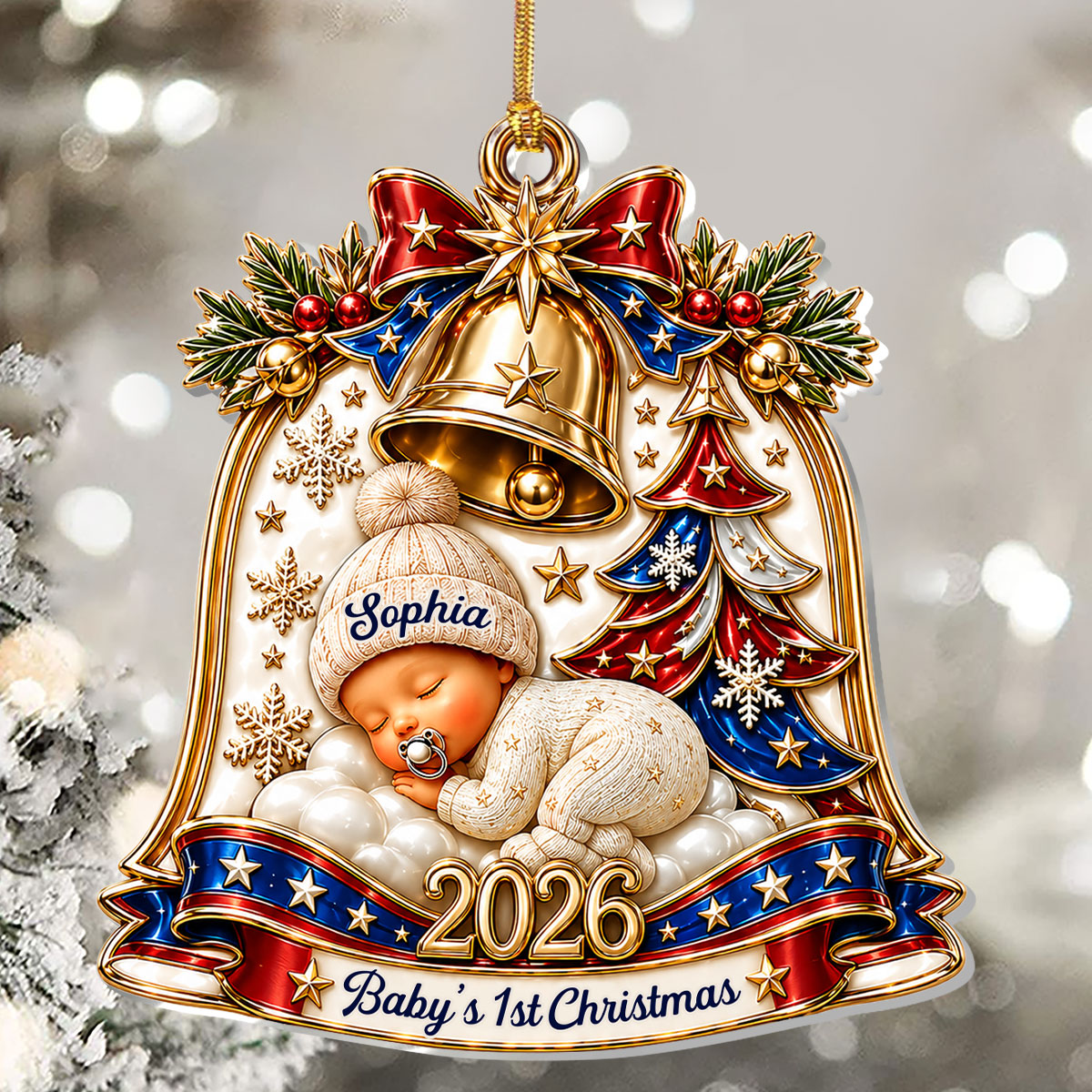Personalized "Baby's 1st Semiquincentennial" Acrylic Ornament – 250th Anniversary Keepsake