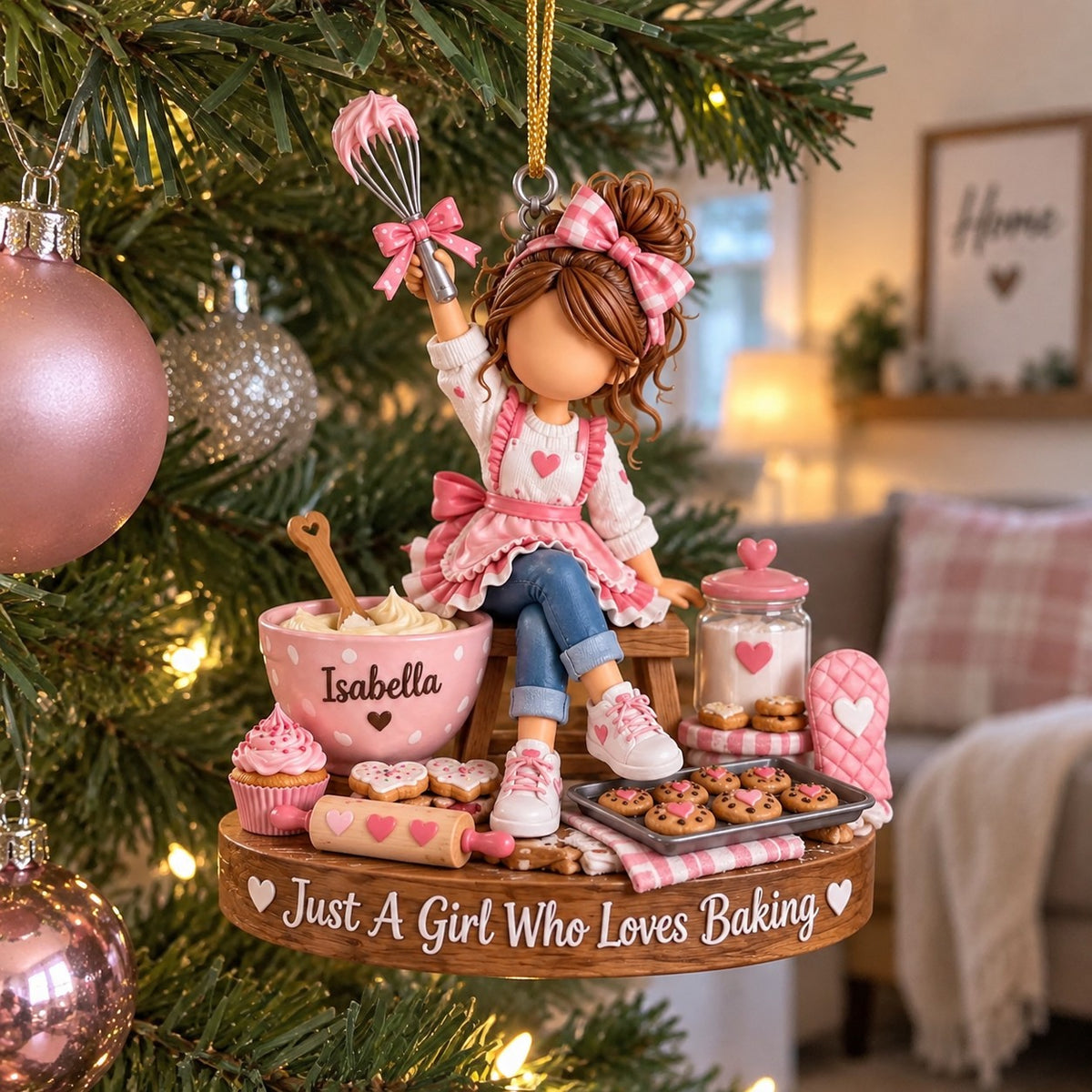 Just a Girl Who Loves Baking - Personalized Christmas Ornament, Custom Baker Girl Gift for Daughter