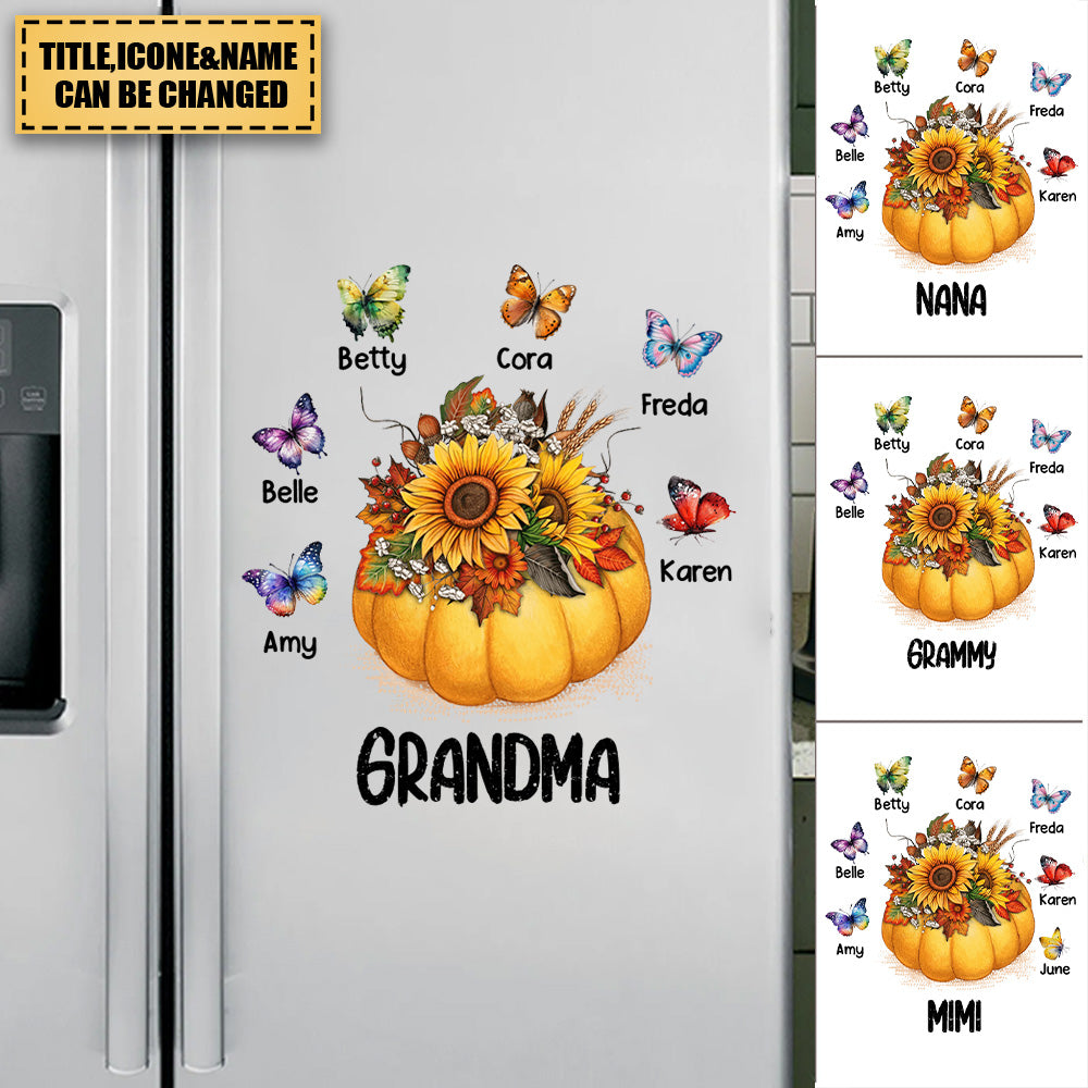 Personalized Gift For Grandma Fall Pumpkin Butterflies Decal