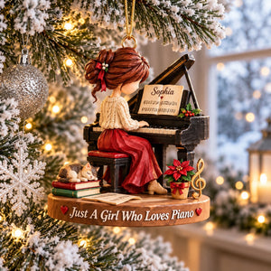 Just a Girl Who Loves Piano - Personalized Music Lover Ornament, Pianist Christmas Gift for Daughter