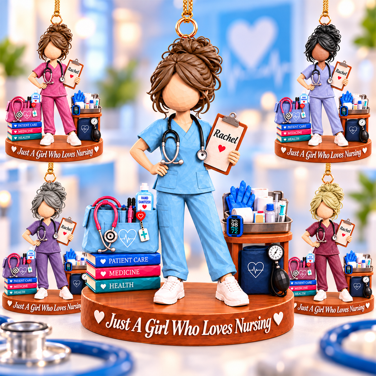 Personalized "Just A Girl Who Loves Nursing" Acrylic Ornament – Custom Name Keepsake Gift For Nurses
