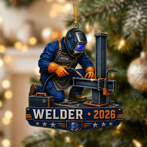 Personalized Welder Christmas Acrylic Ornament – Metalworker Holiday Keepsake | Tradesman Gift 2026