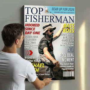 Custom Fishing Magazine Cover, Personalized Fishing Gifts for Men, Fly Fishing Gifts for Him, Fishing Dad Gift, Angler Funny Fisherman Gift