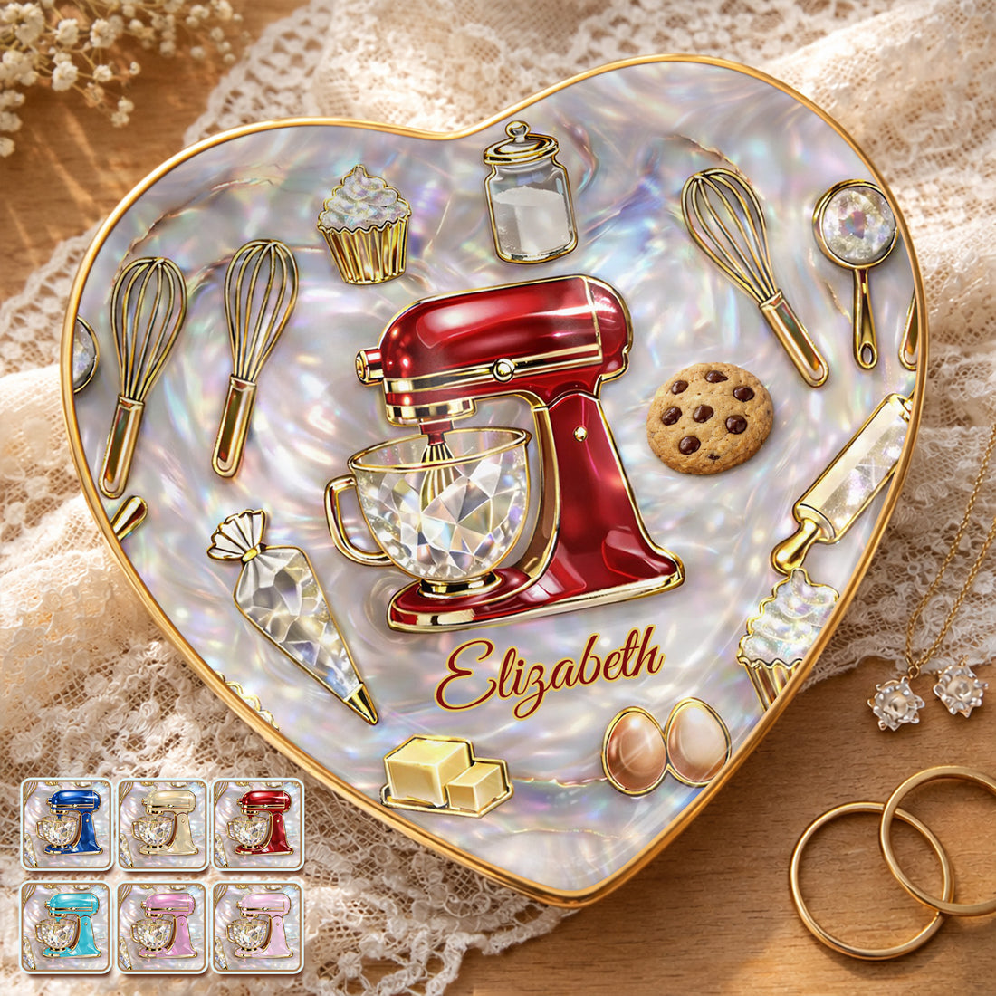 Gift For Bakers & Cookie Lovers – Personalized "Baking With Love" Jewelry Dish