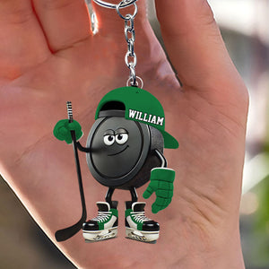 Personalized Name Ice Hockey Keychain, A Gift For Ice Hockey Enthusiasts