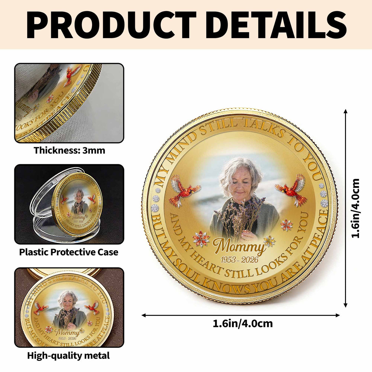 My Mind Still Talks To You Mom, Personalized Custom Commemorative Coin, Family Gift