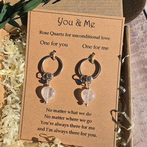 Rose Quartz For Unconditional Love Personalized Crystal Keyring Gift Set