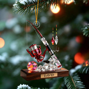 Personalized Stained Glass Fishing Gear Themed Ornament