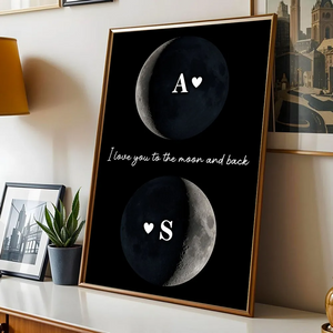 Custom Couple Birth Date Moon Phase - Personalized Poster - Valentine's Day Gift For Couple