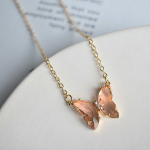 Crystal Butterfly Charm Necklace