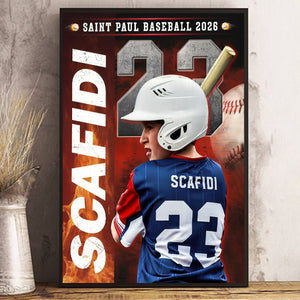Custom Baseball Senior Portrait Canvas – Personalized Player Photo Name & Number, Gifts For Baseball Players, Senior Night Sports Wall Art