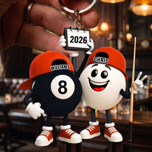 Personalized Billiard Couple Keychain | Unique Gift For Pool Players & Billiard Lovers