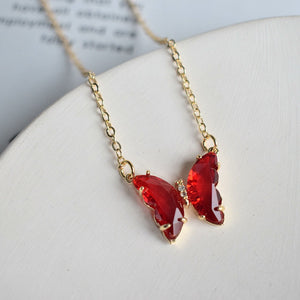 Crystal Butterfly Charm Necklace