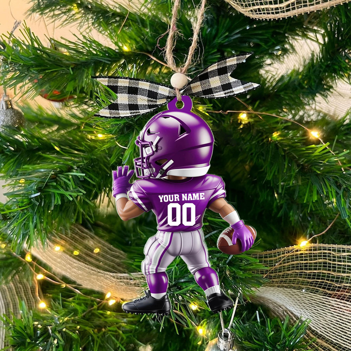 Personalized American Football Christmas Ornament: Custom Player Uniform Acrylic Ornament