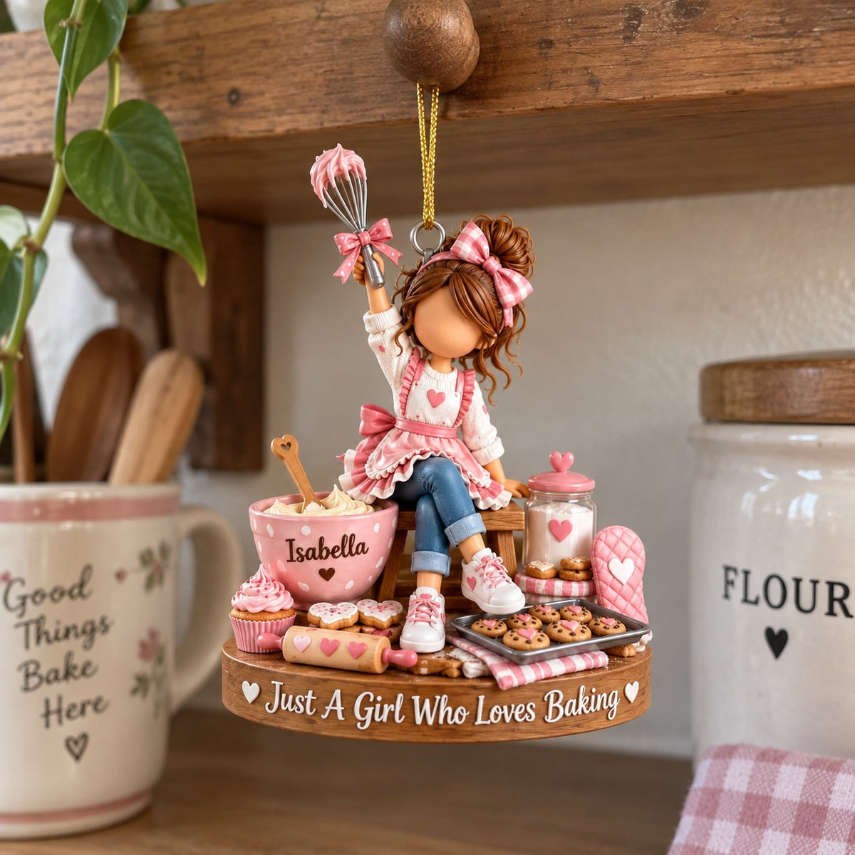 Just a Girl Who Loves Baking - Personalized Christmas Ornament, Custom Baker Girl Gift for Daughter
