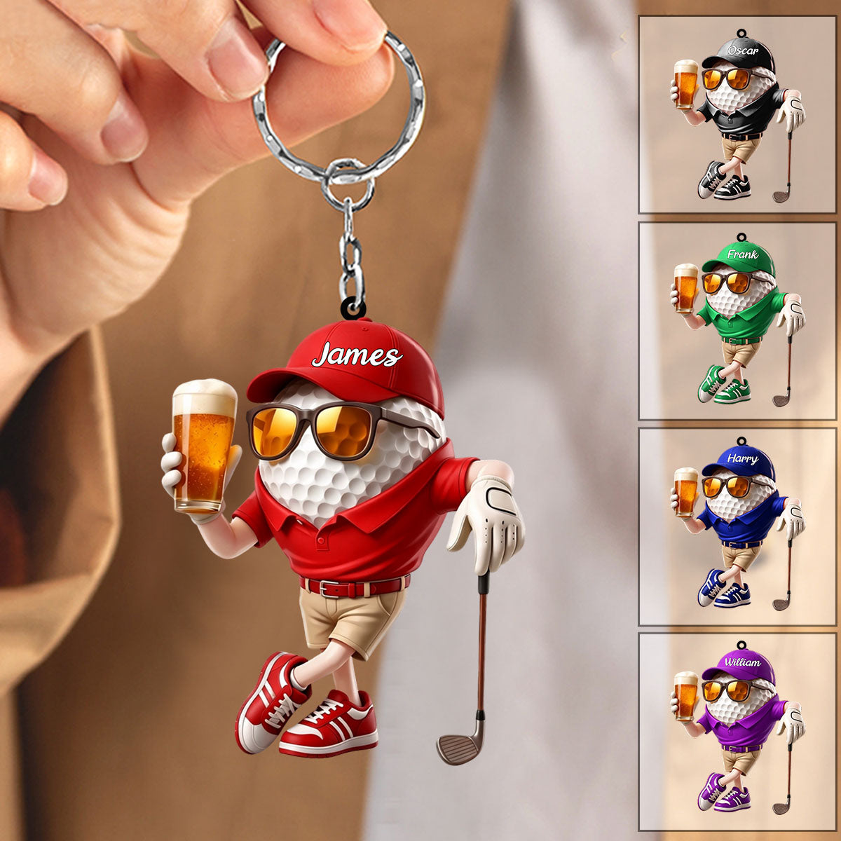 Beer Golf Personalized Keychain For Golf Lovers