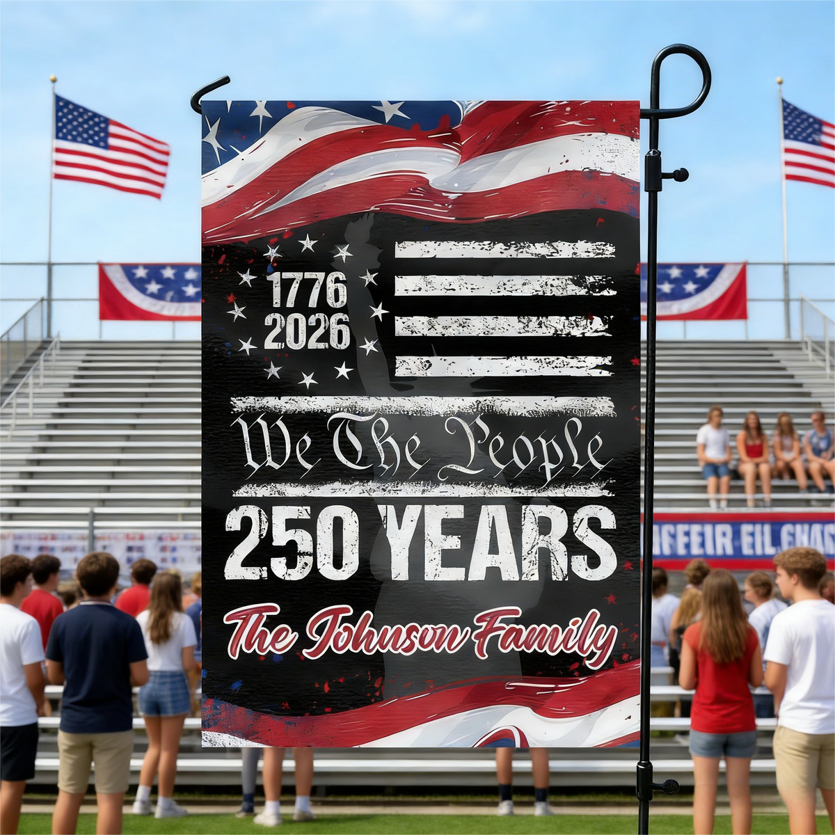 250 Years America 250th Birthday 1776-2026 Personalized Garden Flag Gift for Family