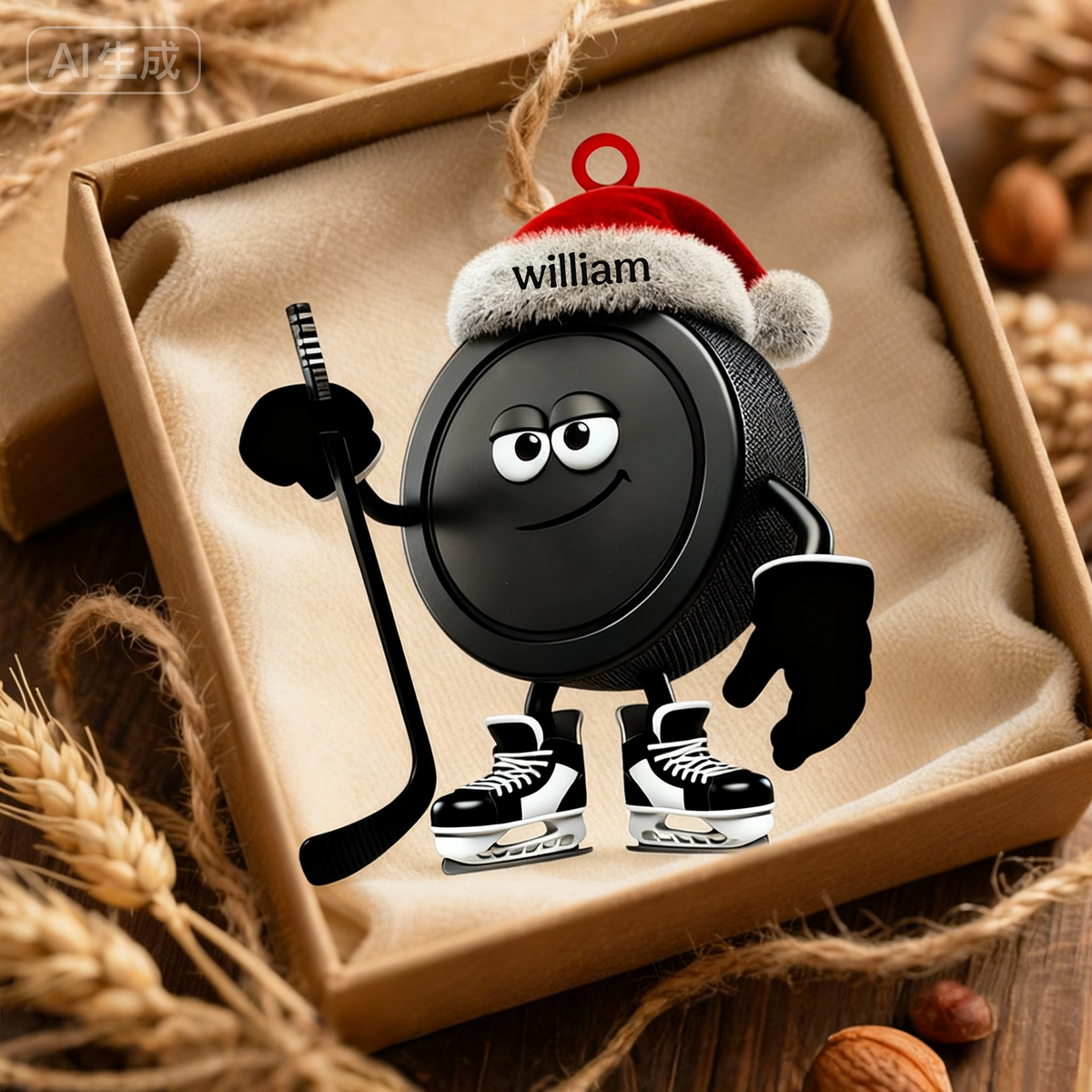 Personalized Name Ice Hockey Ornament Christmas Gift