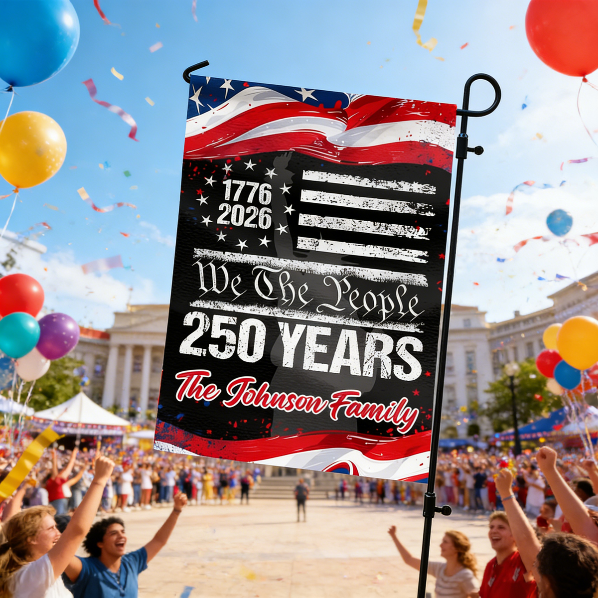 250 Years America 250th Birthday 1776-2026 Personalized Garden Flag Gift for Family