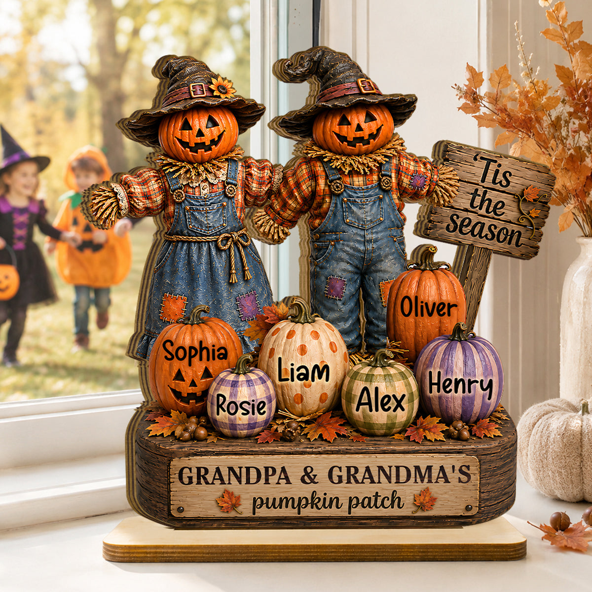 "Grandma & Grandpa's Pumpkin Patch" – Scarecrow Wooden Plaque | Halloween Fall Decor For Her