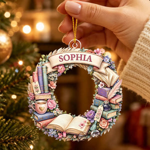 "Reading Is A Journey" – Personalized Christmas Acrylic Hanging Ornament | Gift For Book Lovers