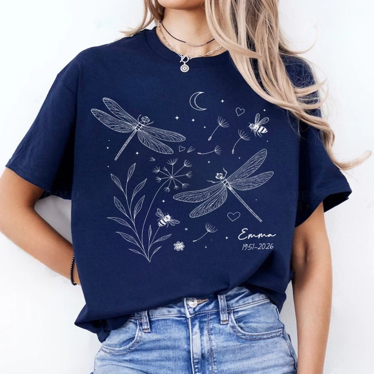 "Dragonfly Kisses From Heaven" – Personalized Memorial T-Shirt | In Loving Memory Gift For Loss Of Loved One