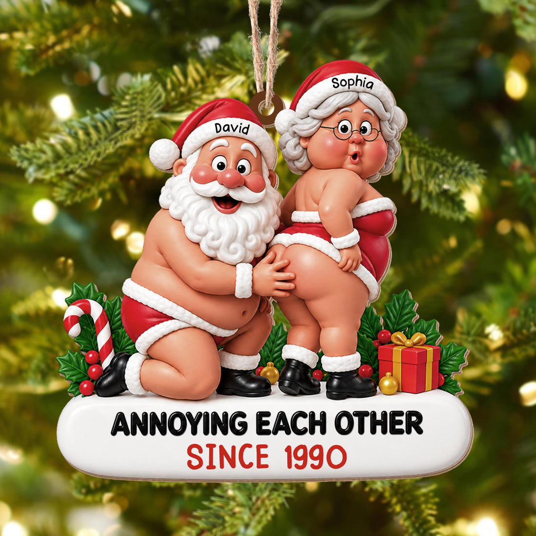 "Annoying Each Other Since" – Custom Wood Ornament | Gift For Couples