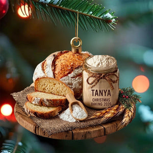 Personalized Name Baking Christmas Ornament Custom Acrylic Bread Flour Jar Holiday Tree Decoration