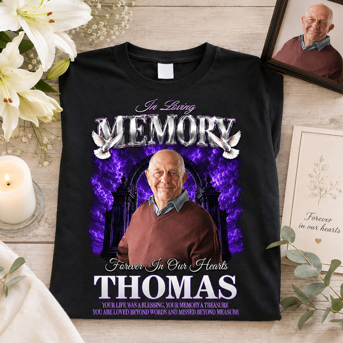 "In Loving Memory" Custom Photo Shirt – Personalized Memorial Gift | Sympathy Keepsake & Celebration of Life