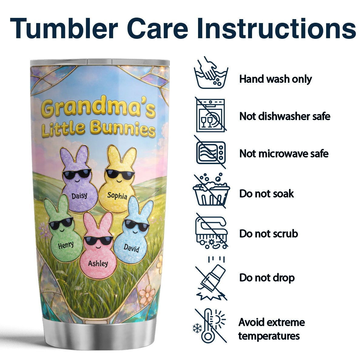 Grandma's Little Bunnies Cute Rabbits - Personalized Tumbler - Gift for Grandma, Mom