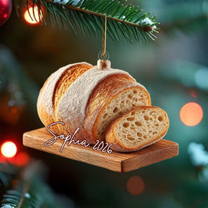 Personalized Sourdough Bread Christmas Ornament, Custom Name Acrylic Decoration, Bread Lover Decor