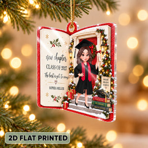 "New Chapter, New Adventures" – Custom Graduate Acrylic Ornament | Personalized Graduation Keepsake