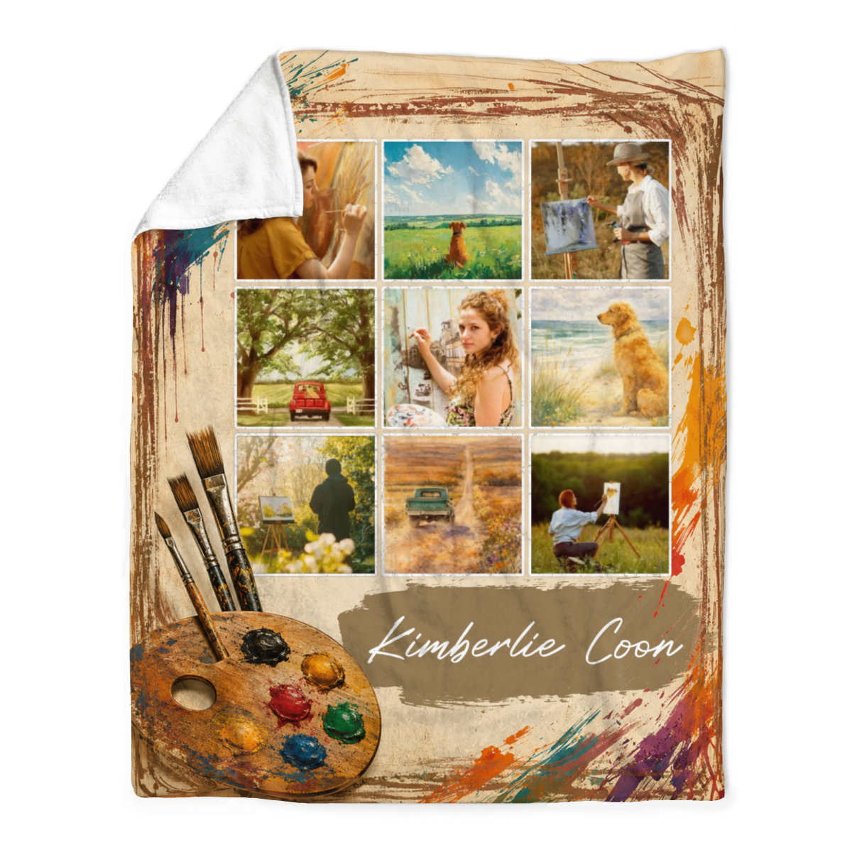 Custom Artist Portfolio Blanket – Personalized Painter Gift | Fine Art Throw For Art Lovers