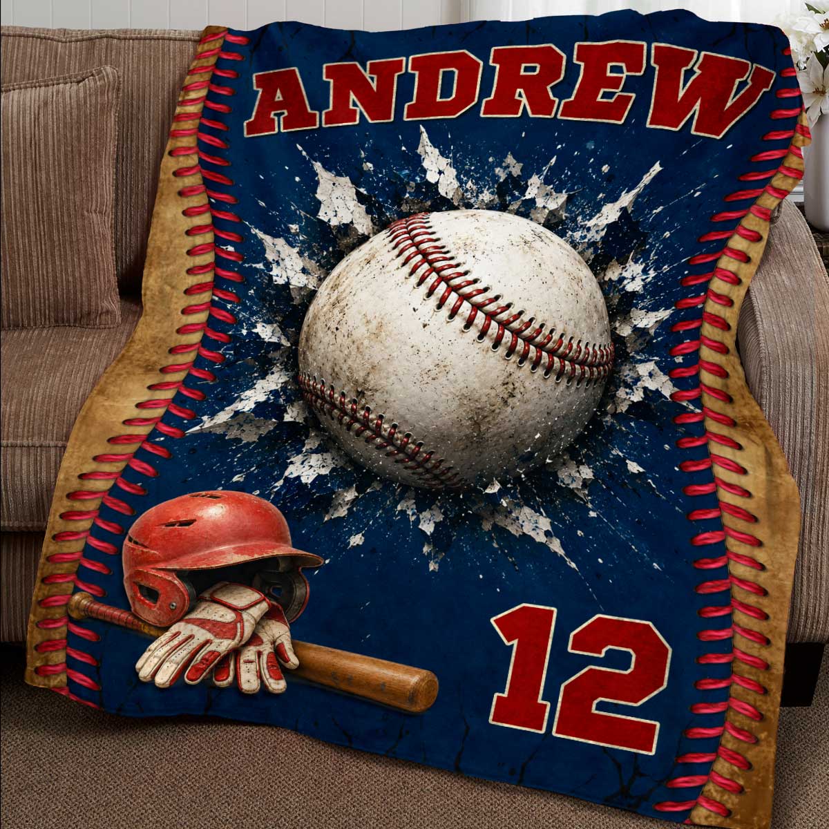 Baseball Player Gift For Son – Personalized Senior Night Baseball Blanket & Team Keepsake