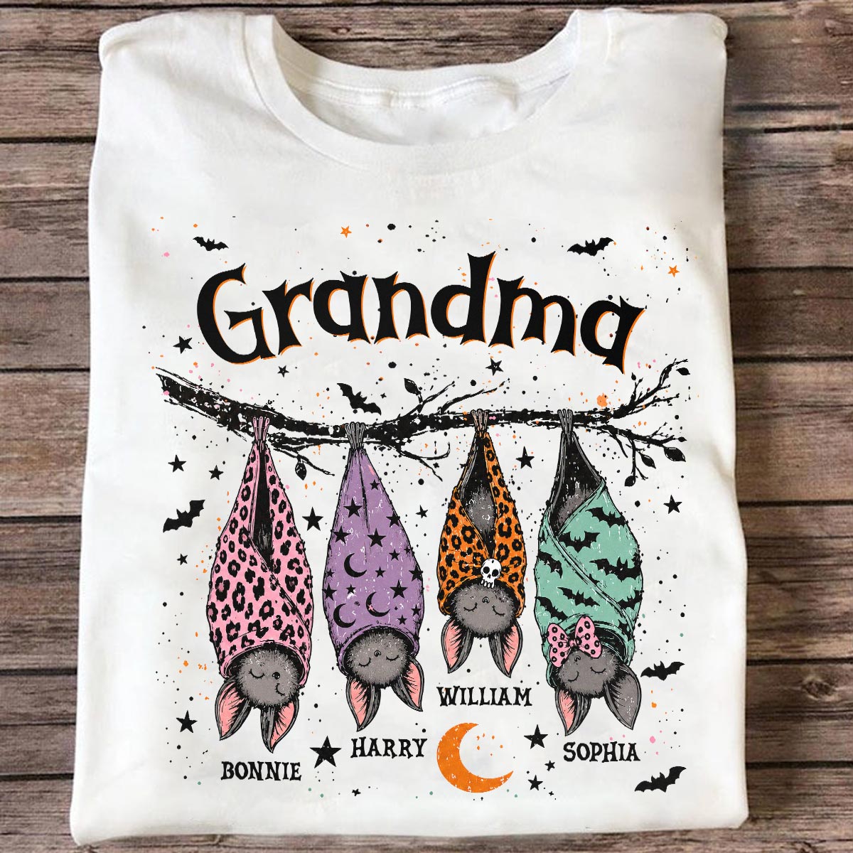 "Grandma's Little Bat Crew" – Personalized Halloween Shirt | Cute Gift For Grandma