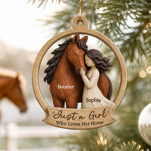 "Girl Loves Horse" – Personalized Wooden Ornament | Keepsake Gift For Horse Lovers