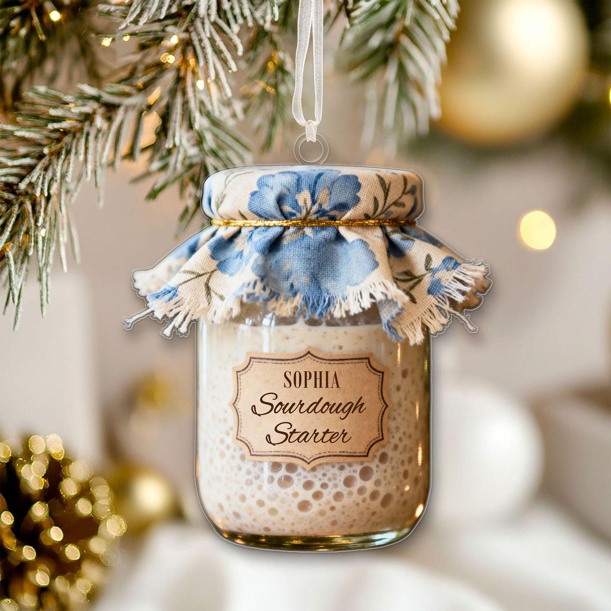 Custom Personalized Sourdough Starter Ornament – Kitchen Baking Decor | Christmas Gift For Sourdough Lovers & Bakers
