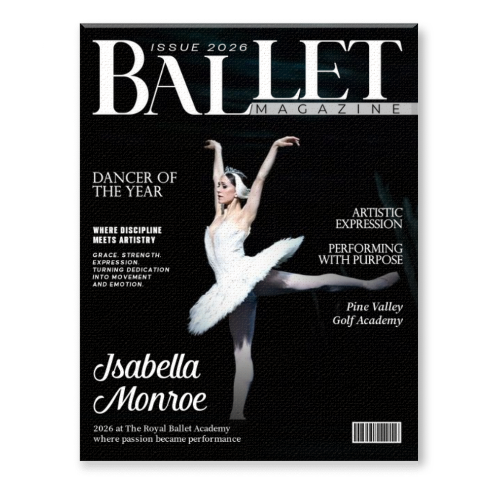 Ballet Dancer Magazine Cover Canvas, Personalized Dance Gift For Ballet Dancers