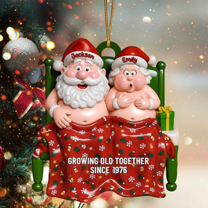 Growing Old Together Since,Santa Couples in Bed Personalized Acrylic Ornament