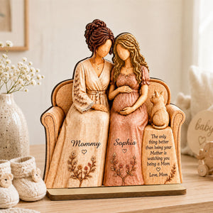 "Watching You Be A Mom, My Daughter" – Personalized Wooden Plaque | Gift For New Mom & Daughter