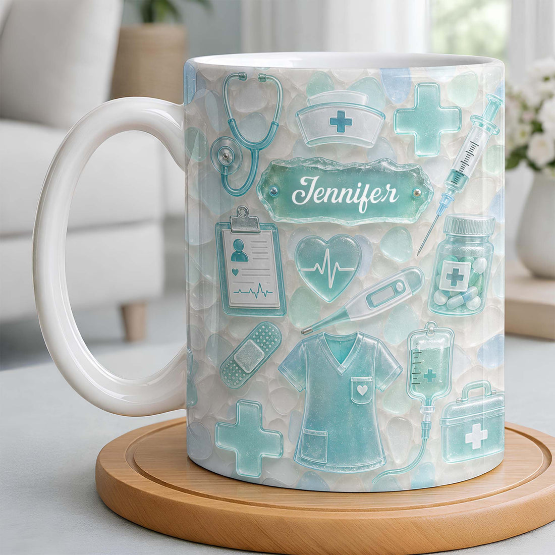 "Dedicated Nurse" Sea Glass – Personalized Mug | Gift For Nurse Lovers