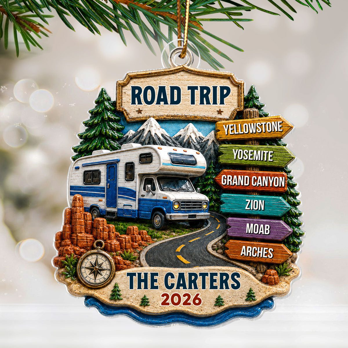 Personalized "Road Trip Adventure" Ornament – Vacation Gift For Couples & Families